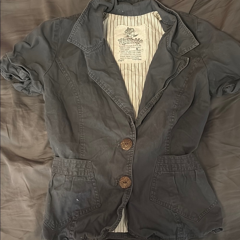 Nick & Mo Black Blazer with Ruched Sleeves